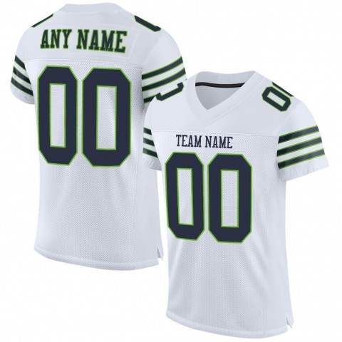 White Navy-Neon Green Mesh Authentic Football Jersey