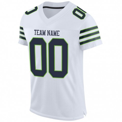 White Navy-Neon Green Mesh Authentic Football Jersey