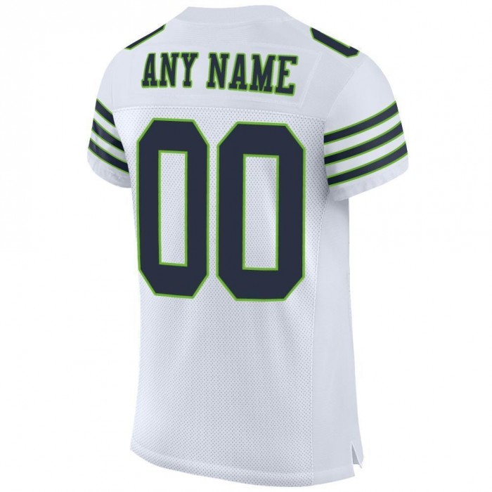White Navy-Neon Green Mesh Authentic Football Jersey