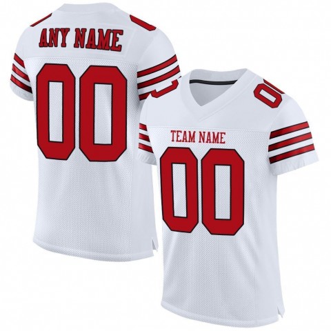 White Red-Black Mesh Authentic Football Jersey