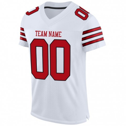 White Red-Black Mesh Authentic Football Jersey