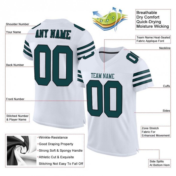 White Midnight Green-Black Mesh Authentic Football Jersey