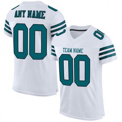 White Teal-Black Mesh Authentic Football Jersey