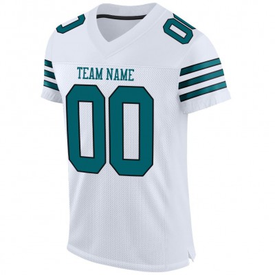 White Teal-Black Mesh Authentic Football Jersey