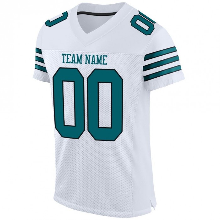 White Teal-Black Mesh Authentic Football Jersey