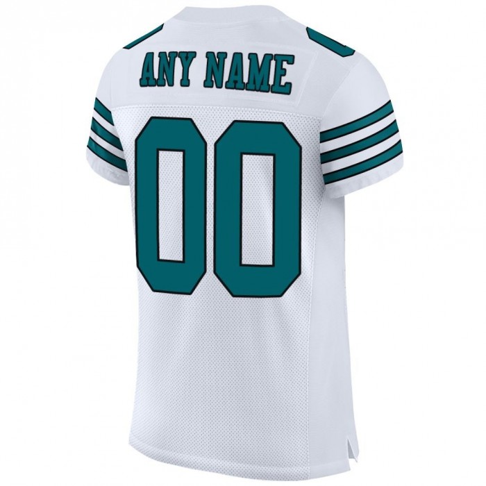 White Teal-Black Mesh Authentic Football Jersey