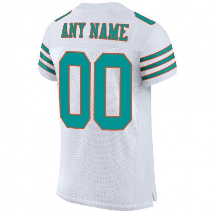 White Aqua-Orange Mesh Authentic Football Jersey