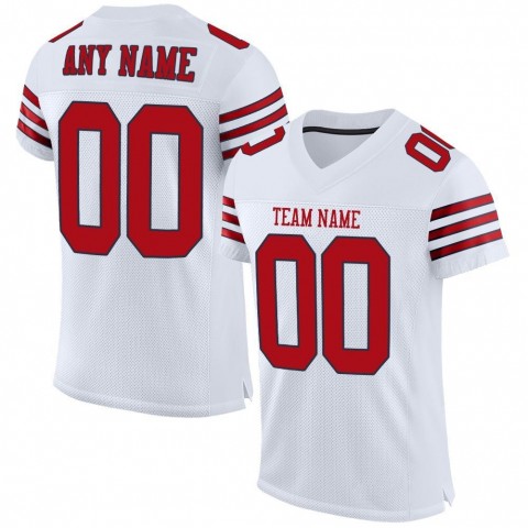 White Red-Navy Mesh Authentic Football Jersey