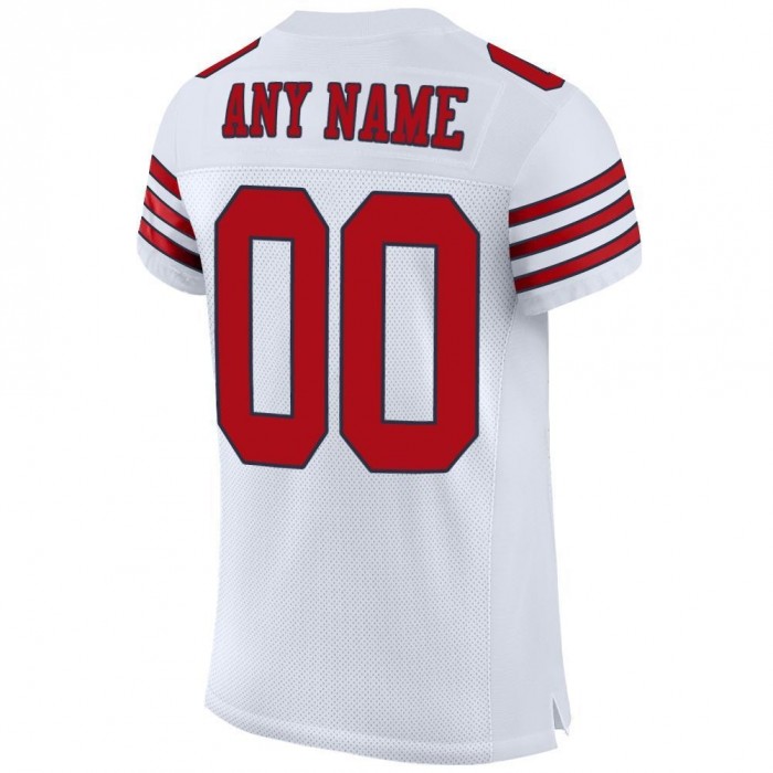White Red-Navy Mesh Authentic Football Jersey