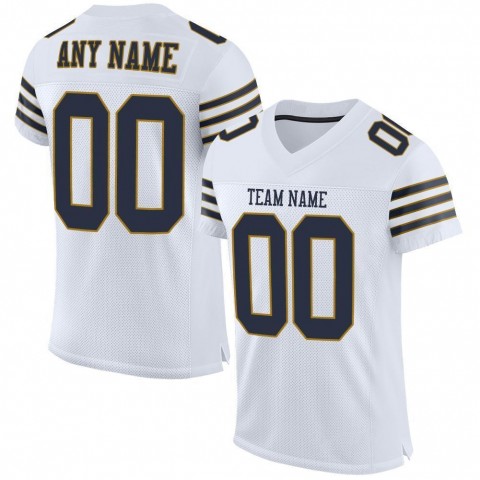 White Navy-Old Gold Mesh Authentic Football Jersey