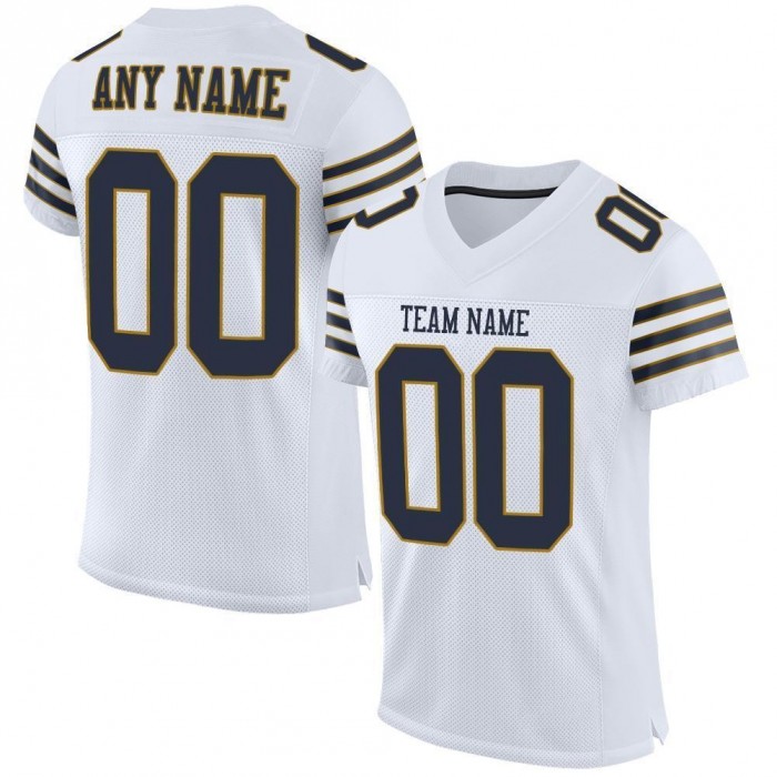 White Navy-Old Gold Mesh Authentic Football Jersey