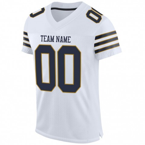 White Navy-Old Gold Mesh Authentic Football Jersey