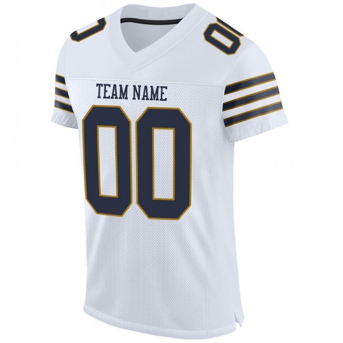 White Navy-Old Gold Mesh Authentic Football Jersey