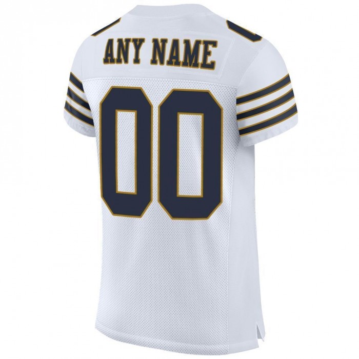 White Navy-Old Gold Mesh Authentic Football Jersey