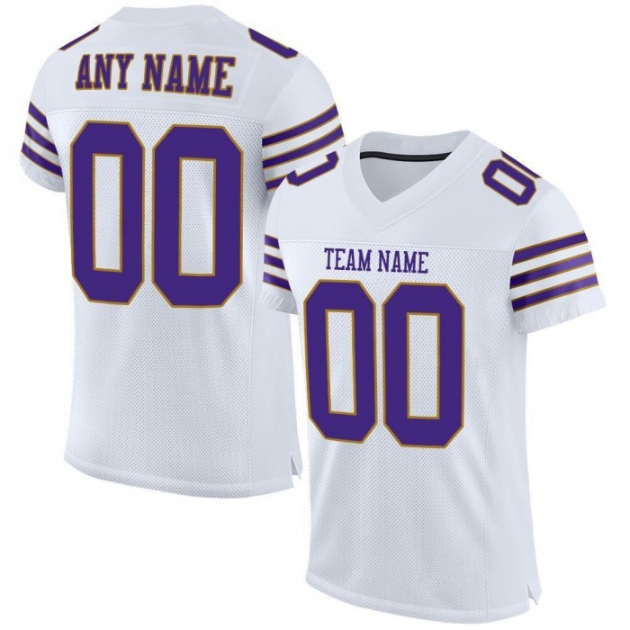 White Purple-Old Gold Mesh Authentic Football Jersey