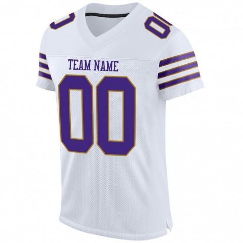 White Purple-Old Gold Mesh Authentic Football Jersey