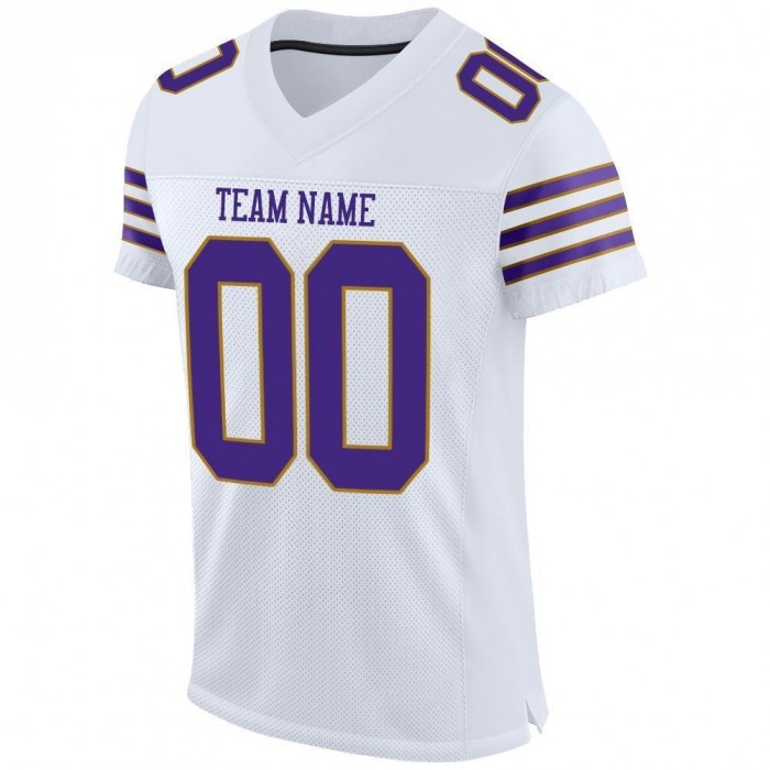 White Purple-Old Gold Mesh Authentic Football Jersey
