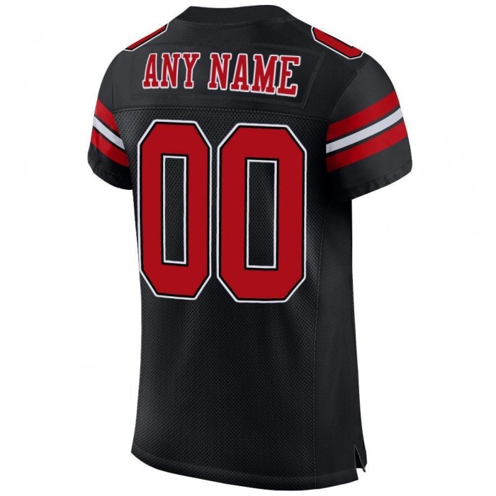Black Red-White Mesh Authentic Football Jersey