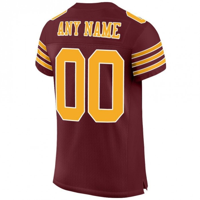 Burgundy Gold-White Mesh Authentic Football Jersey