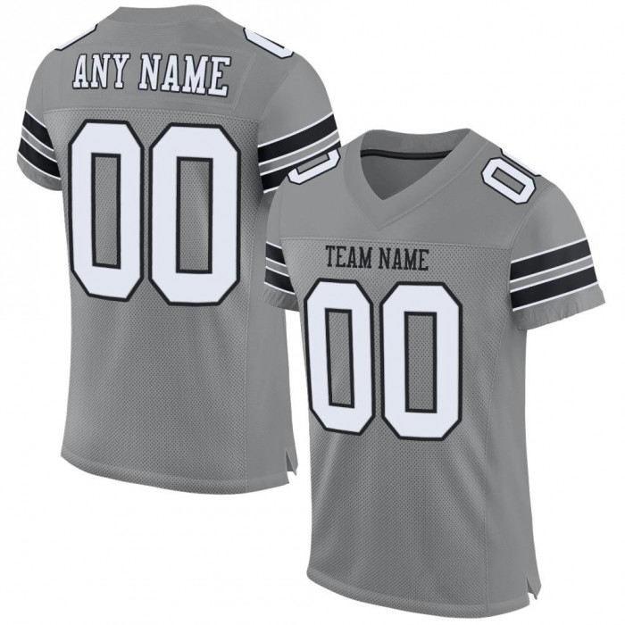 Gray White-Black Mesh Authentic Football Jersey