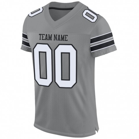 Gray White-Black Mesh Authentic Football Jersey