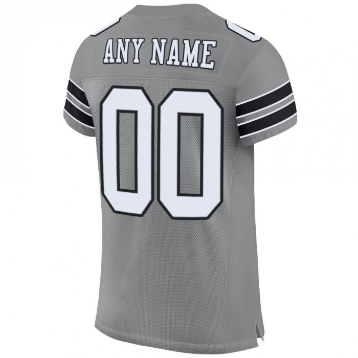 Gray White-Black Mesh Authentic Football Jersey