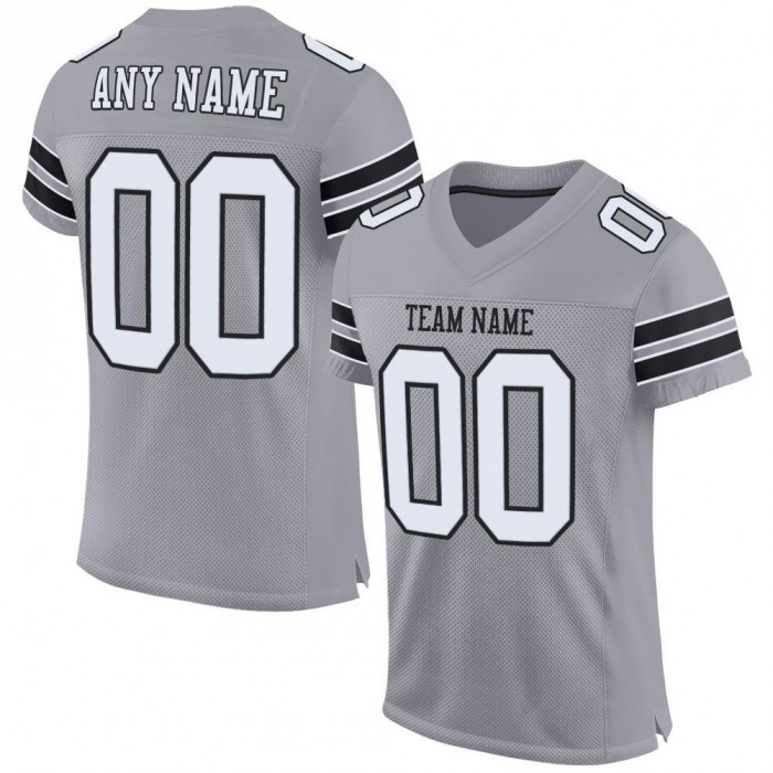 Light Gray White-Black Mesh Authentic Football Jersey