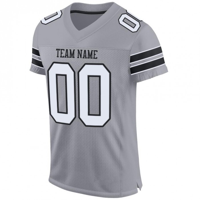 Light Gray White-Black Mesh Authentic Football Jersey