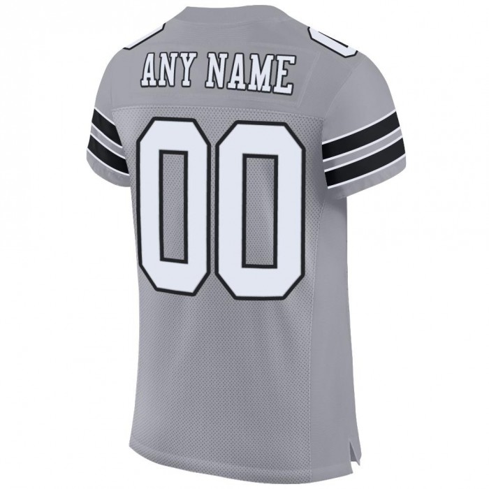 Light Gray White-Black Mesh Authentic Football Jersey