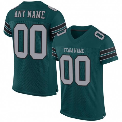 Midnight Green Light Gray-Black Mesh Authentic Football Jersey
