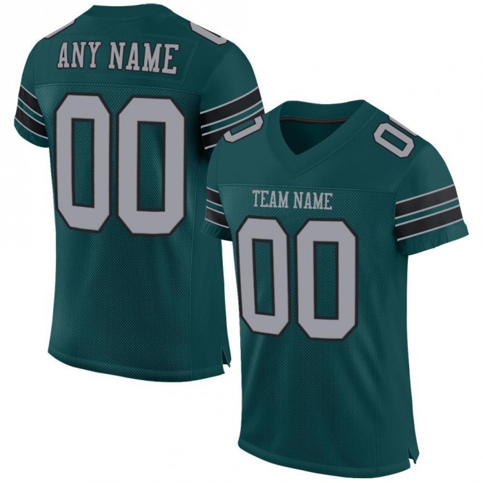 Midnight Green Light Gray-Black Mesh Authentic Football Jersey