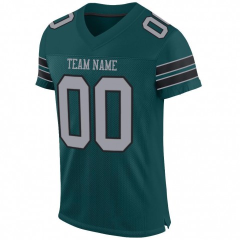 Midnight Green Light Gray-Black Mesh Authentic Football Jersey
