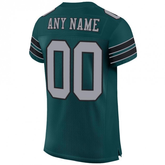 Midnight Green Light Gray-Black Mesh Authentic Football Jersey