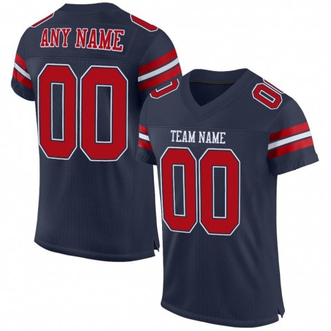 Navy Red-White Mesh Authentic Football Jersey
