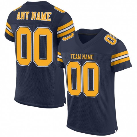 Navy Gold-White Mesh Authentic Football Jersey