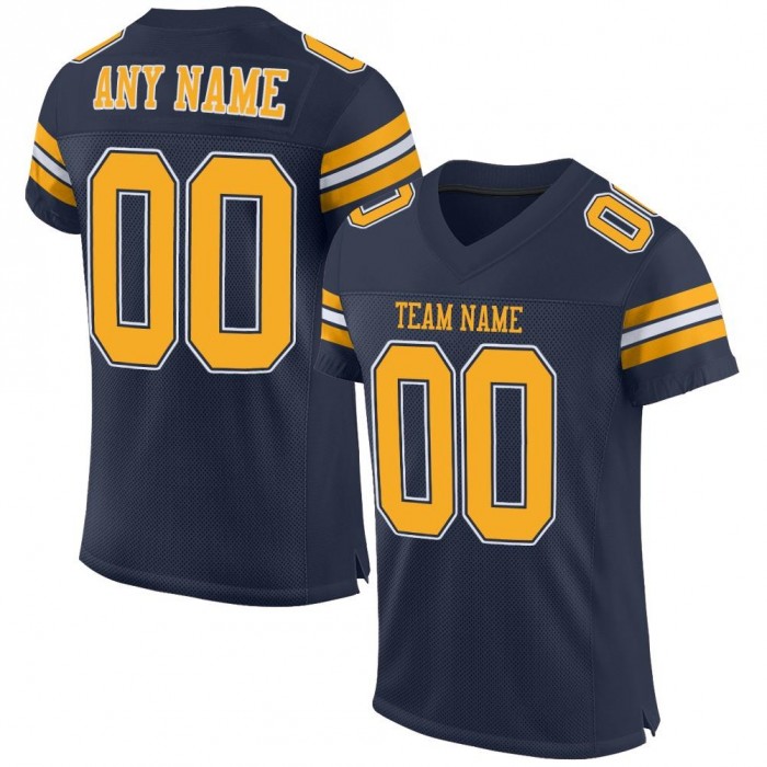 Navy Gold-White Mesh Authentic Football Jersey