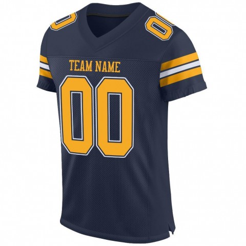 Navy Gold-White Mesh Authentic Football Jersey