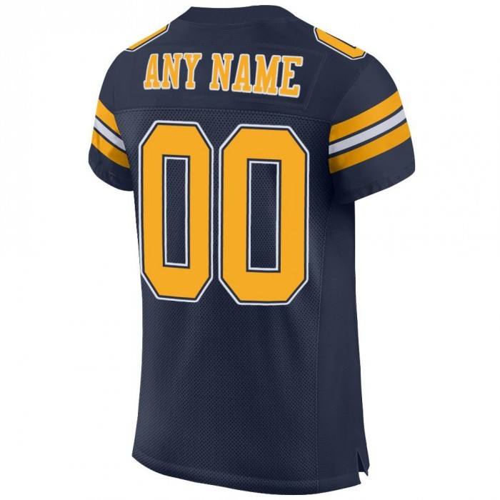Navy Gold-White Mesh Authentic Football Jersey