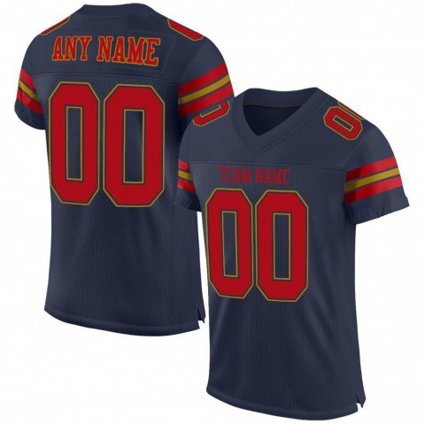 Navy Red-Old Gold Mesh Authentic Football Jersey