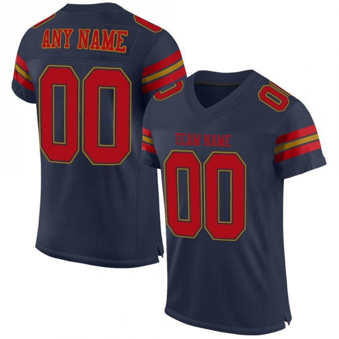 Navy Red-Old Gold Mesh Authentic Football Jersey