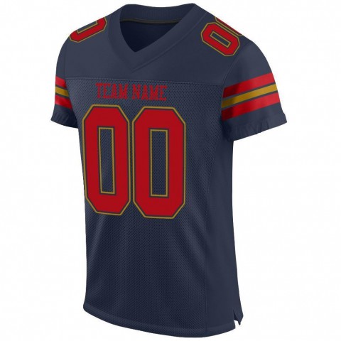 Navy Red-Old Gold Mesh Authentic Football Jersey