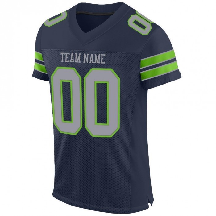 Navy Light Gray-Neon Green Mesh Authentic Football Jersey