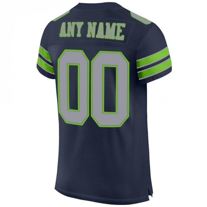 Navy Light Gray-Neon Green Mesh Authentic Football Jersey