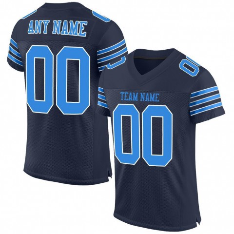 Navy Powder Blue-White Mesh Authentic Football Jersey