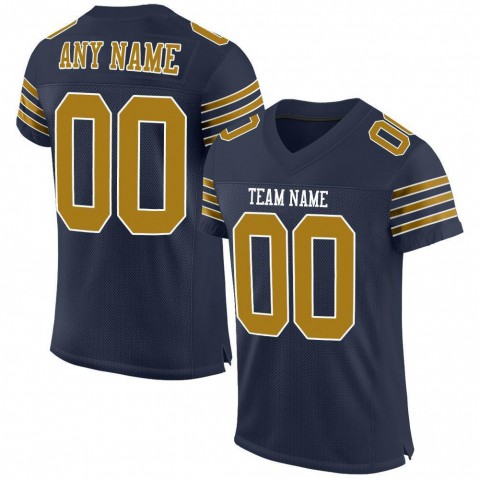 Navy Old Gold-White Mesh Authentic Football Jersey