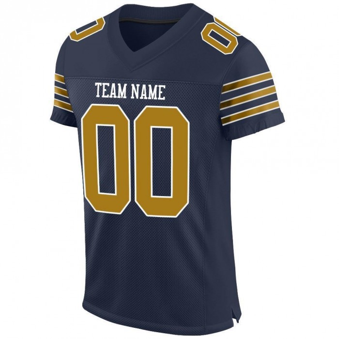Navy Old Gold-White Mesh Authentic Football Jersey
