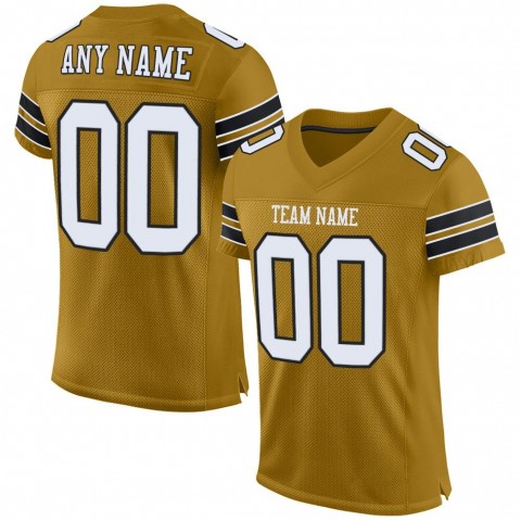 Old Gold White-Black Mesh Authentic Football Jersey