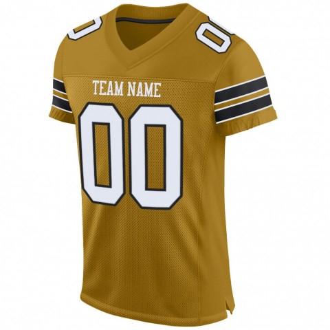 Old Gold White-Black Mesh Authentic Football Jersey