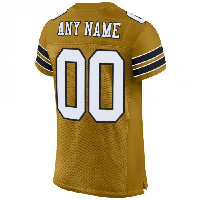 Old Gold White-Black Mesh Authentic Football Jersey