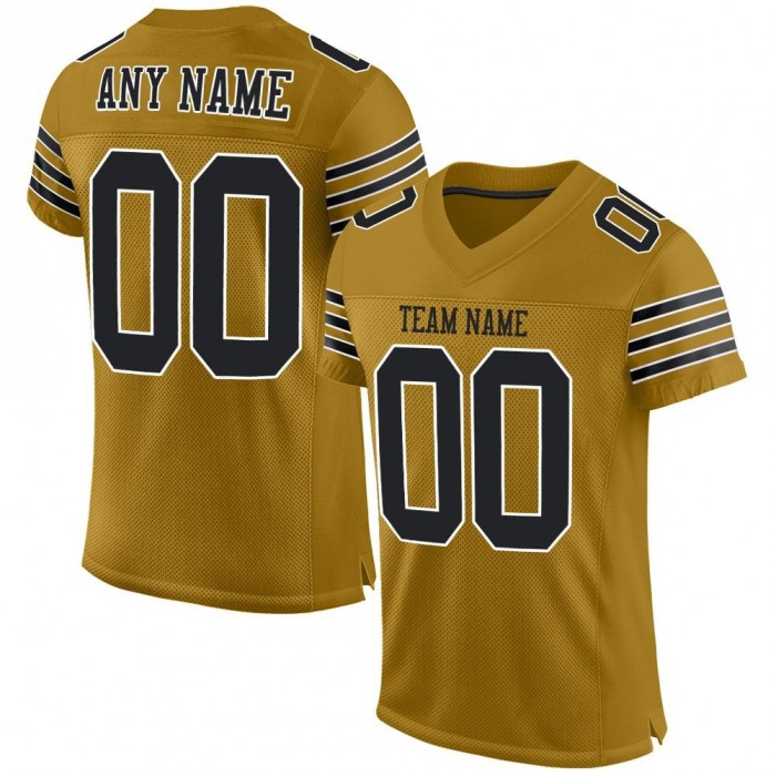 Old Gold Black-White Mesh Authentic Football Jersey